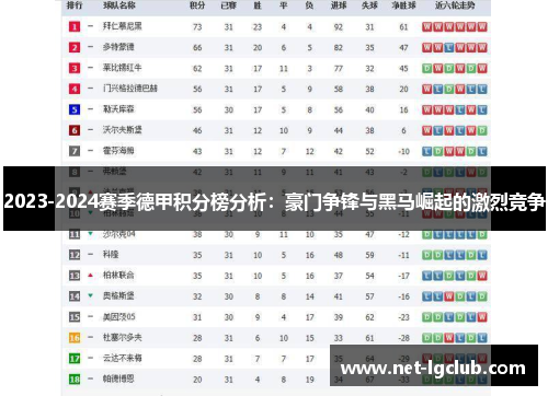 2023-2024赛季德甲积分榜分析：豪门争锋与黑马崛起的激烈竞争