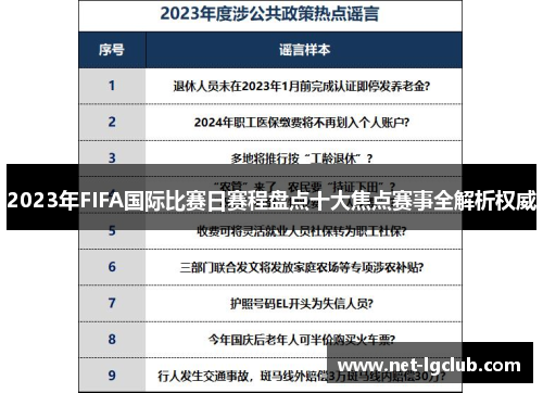 2023年FIFA国际比赛日赛程盘点十大焦点赛事全解析权威